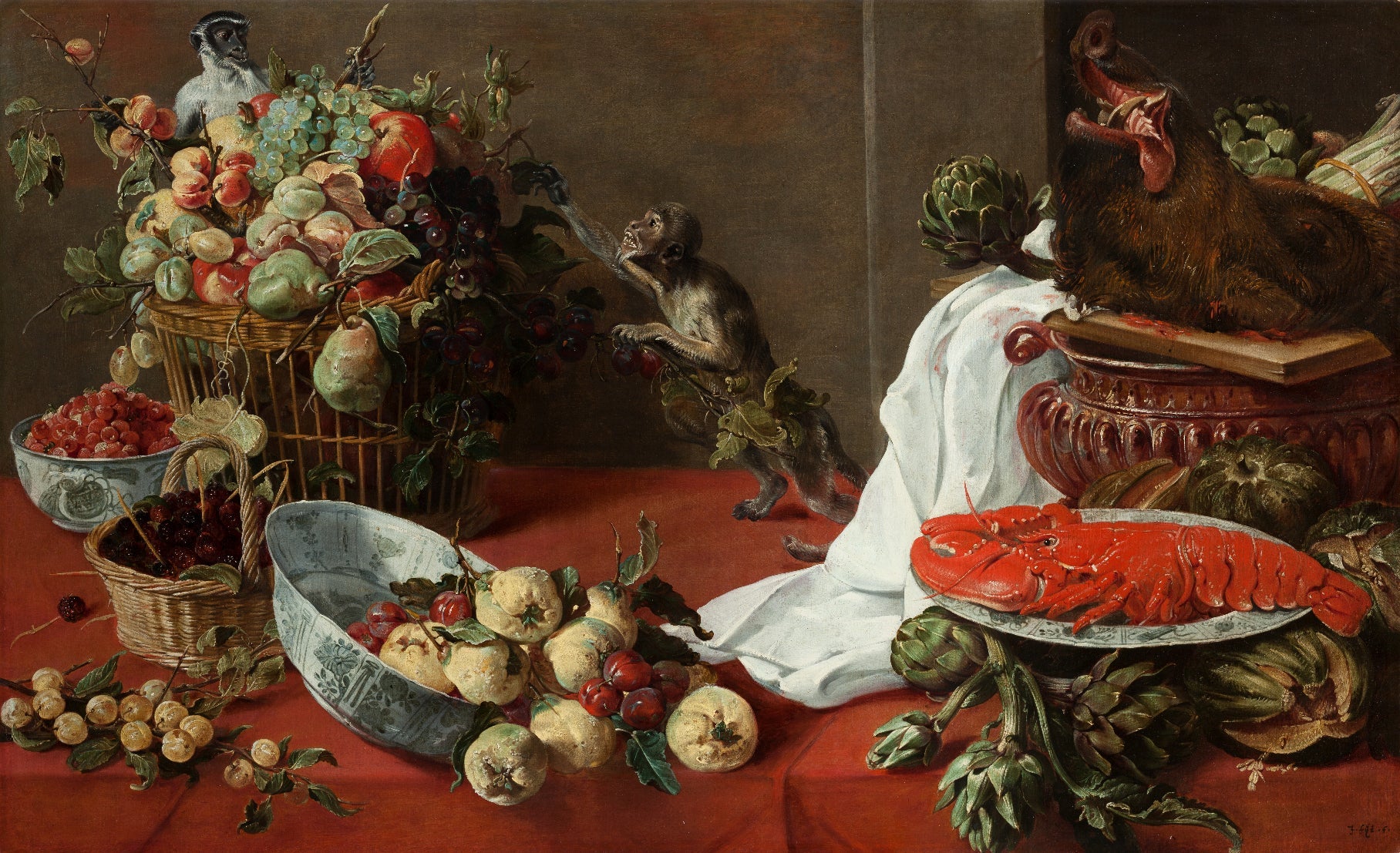 Nature morte avec des singes - Frans Snyders image 1 tableau peint à l’huile sur toile
