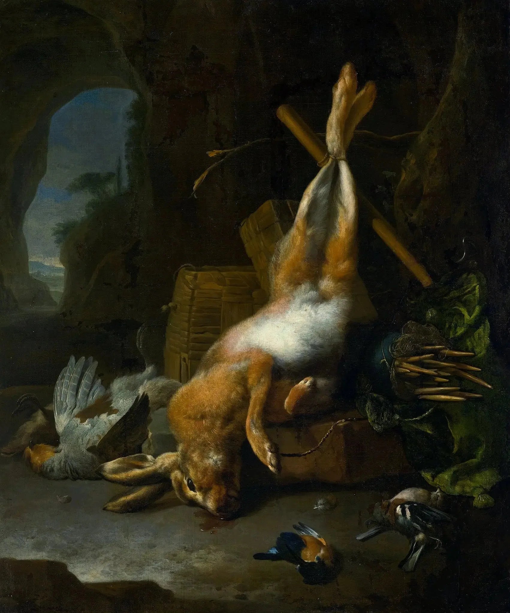 Nature morte avec le trophée de chasse. - Melchior de Hondecoeter image 1 reproduction réalisée par Alpha Reproduction