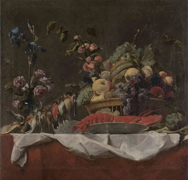 Nature morte avec oiseaux morts, légumes et fruits sur une table, et un homard sur un plat - Frans Snyders image 1 reproduction artisanale de tableau