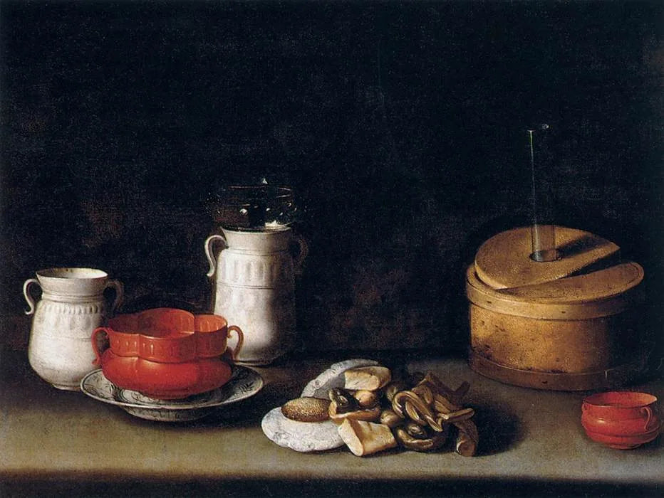 Nature morte avec porcelaine et bonbons - Juan van der Hamen image 1 copie peinte à la main à l’huile