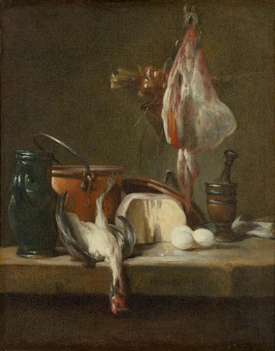 Nature morte avec raie et panier d'oignons - Jean Siméon Chardin image 1 tableau peint à l’huile sur toile
