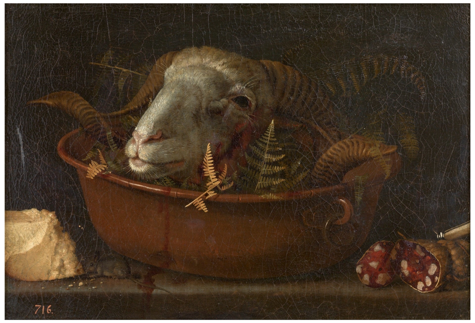 Nature morte avec tête de bélier - Giovanni Benedetto Castiglione image 1 copie de tableau peinte à la main