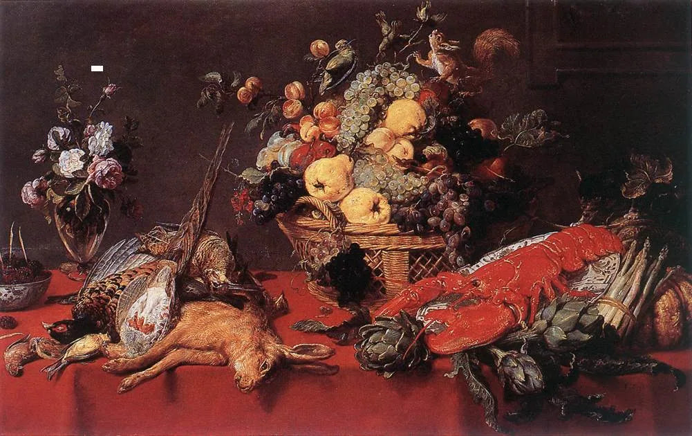 Nature morte avec un panier de fruits, un écureuil et un chat - Frans Snyders image 1 tableau peint à l’huile sur toile
