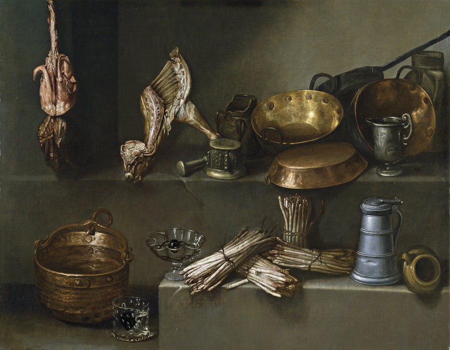 Nature morte avec ustensiles de cuisine et asperges - Ignacio Arias