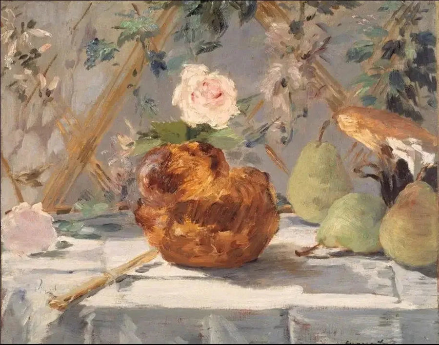 Nature morte, brioche, fleurs, poires - Édouard Manet