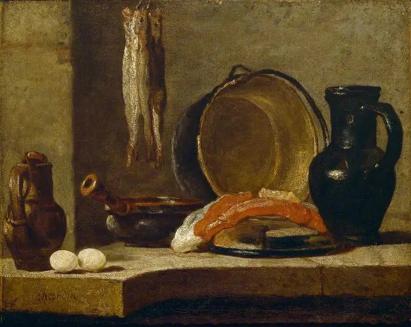Nature morte d'ustensiles de cuisine - Jean Siméon Chardin image 1 copie peinte à la main à l’huile