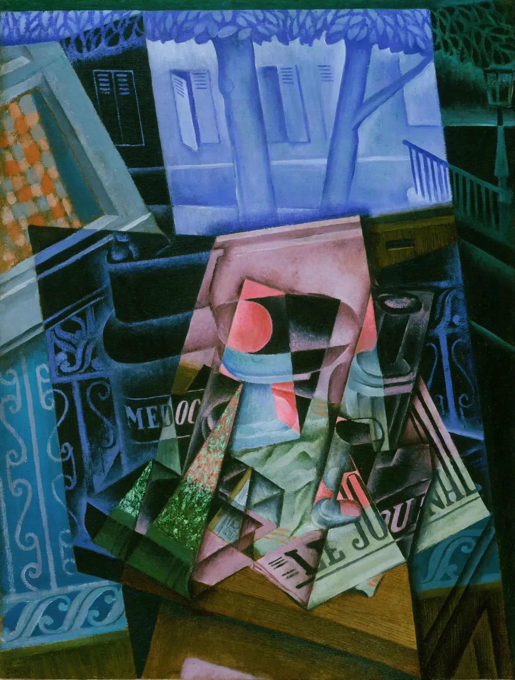Nature morte devant une fenêtre ouverte, place Ravignan - Juan Gris image 1 copie de tableau peinte à la main