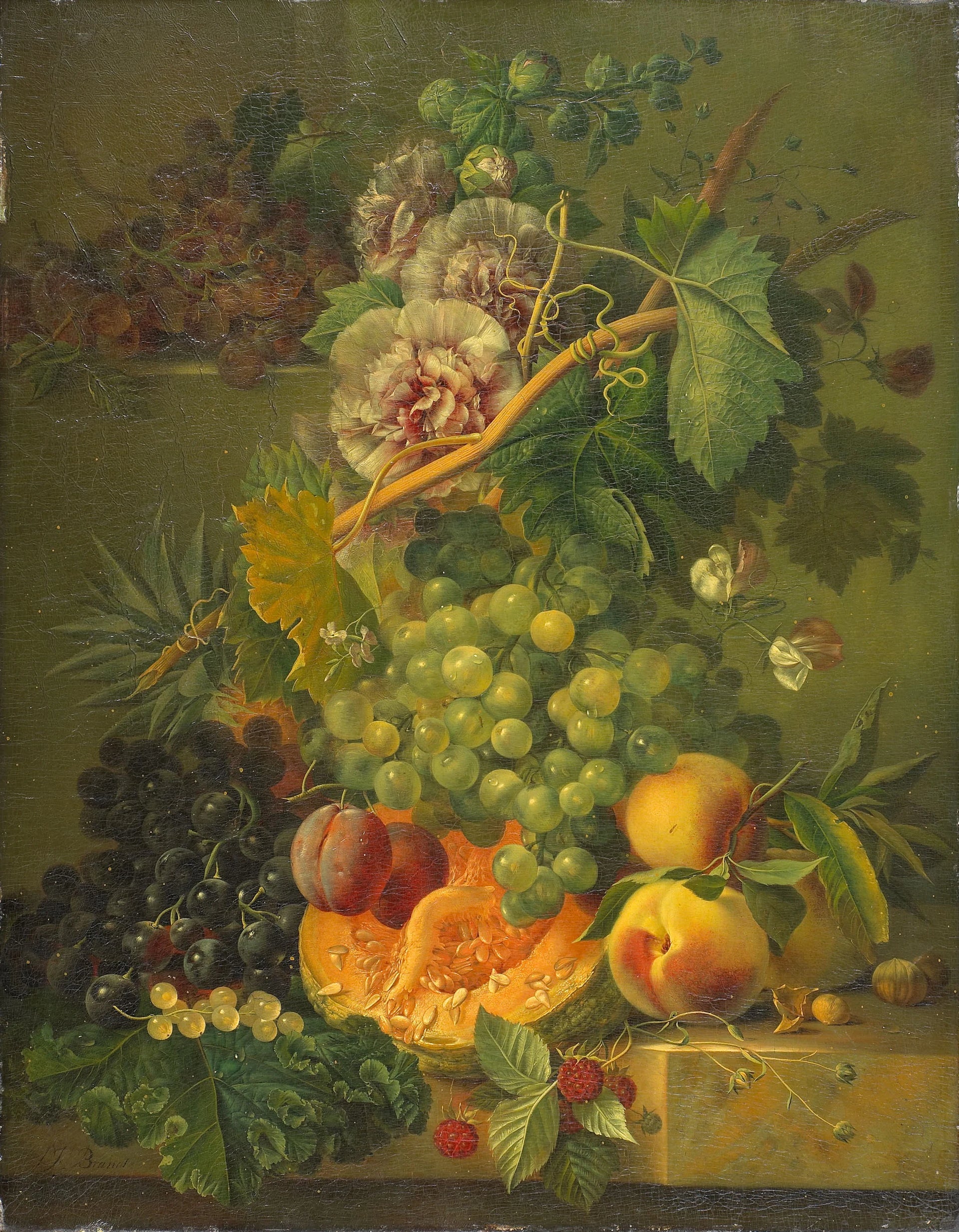 Nature morte de fleurs et de fruits - Albertus Jonas Brandt