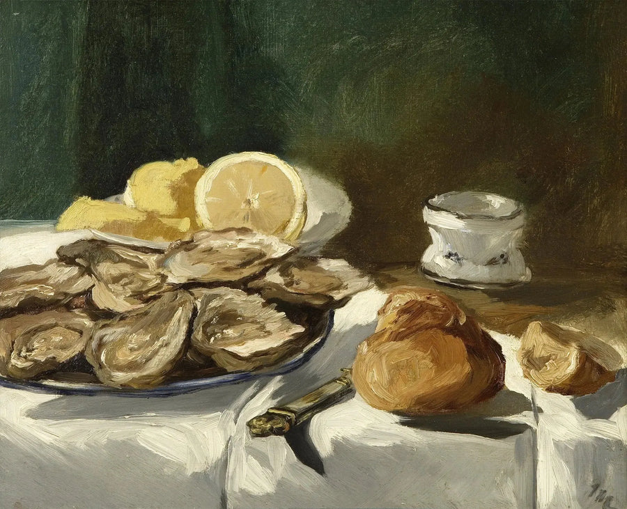 Nature morte, huîtres, citron, brioche - Édouard Manet
