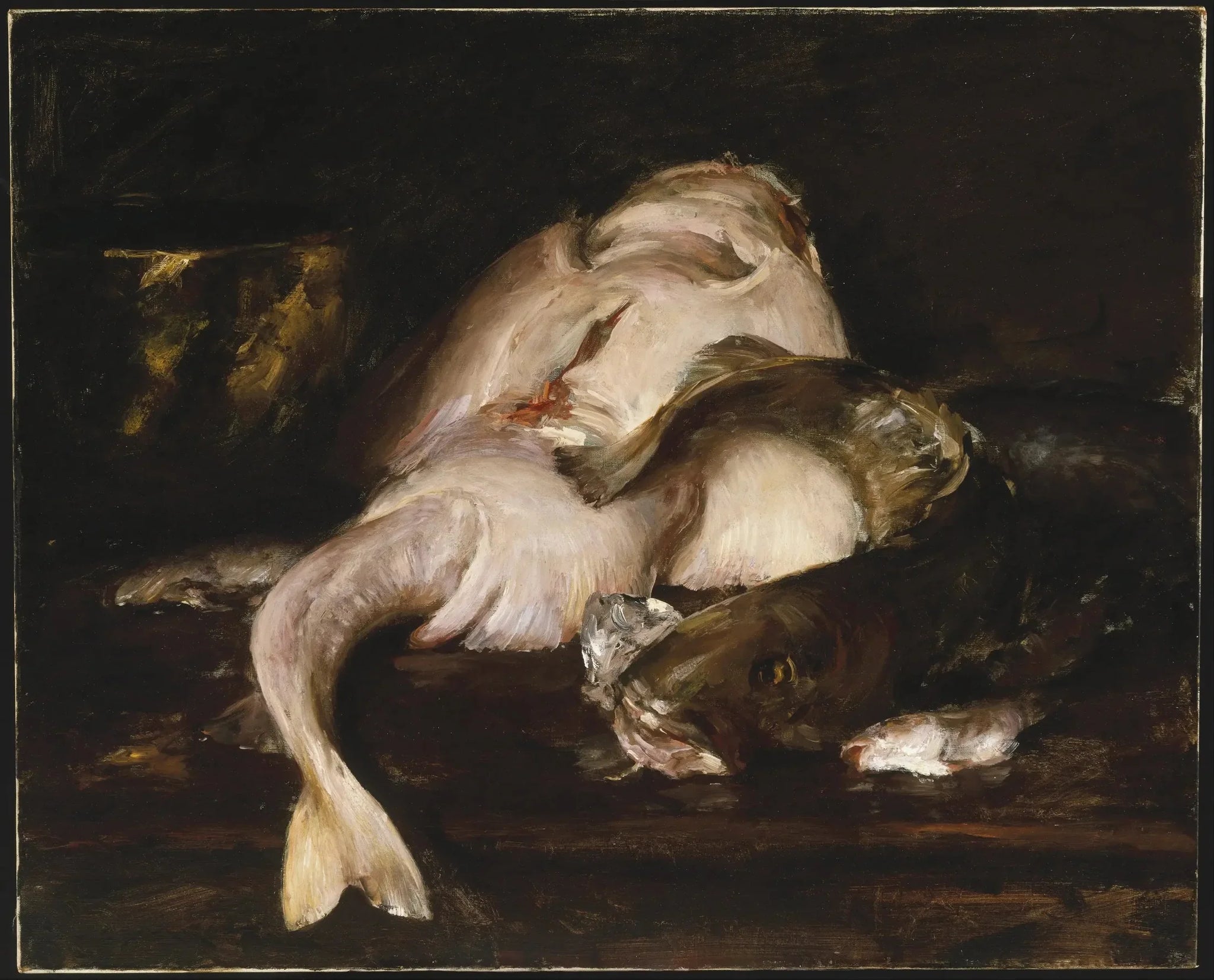Nature morte, poisson - William Merritt Chase image 1 copie peinte à la main à l’huile