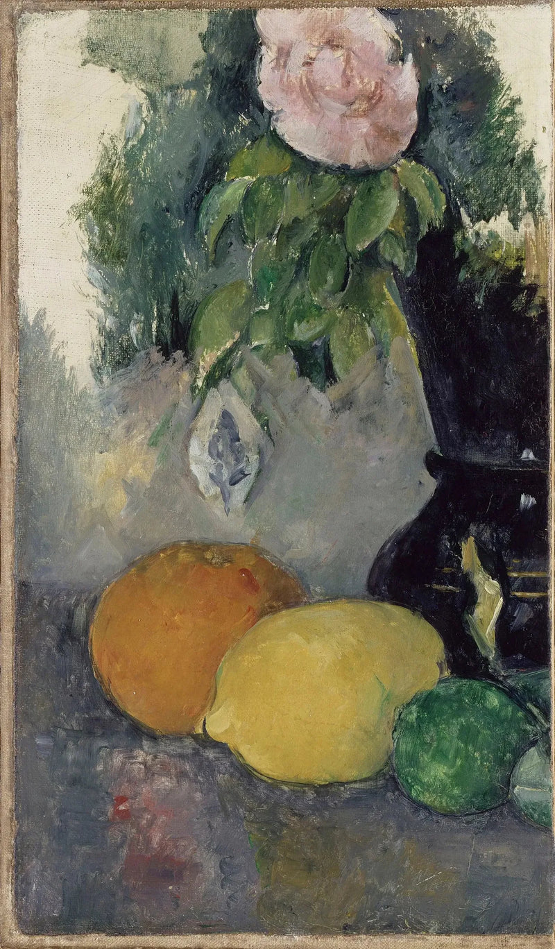 Nature morte, rose et fruits - Paul Cézanne