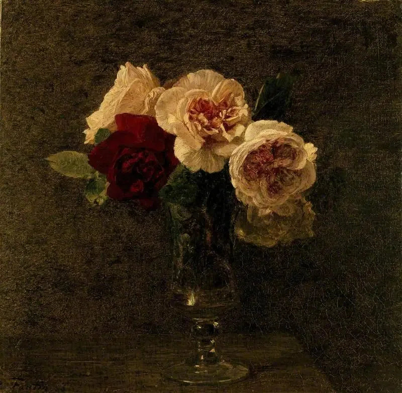 Nature morte : roses roses et rouges - Henri Fantin-Latour image 1 reproduction de peinture à l’huile