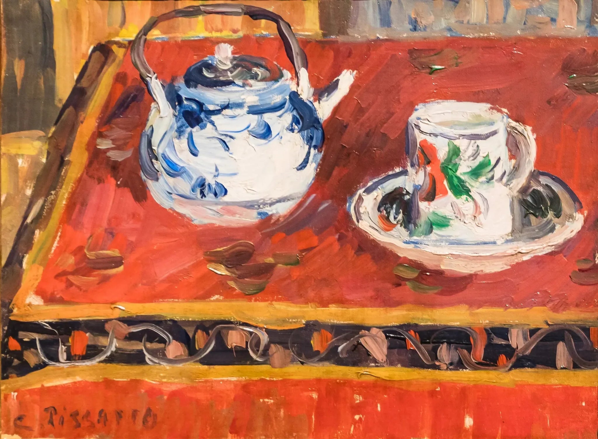 Nature morte, tasse et théière - Camille Pissarro image 1 copie de tableau peinte à la main