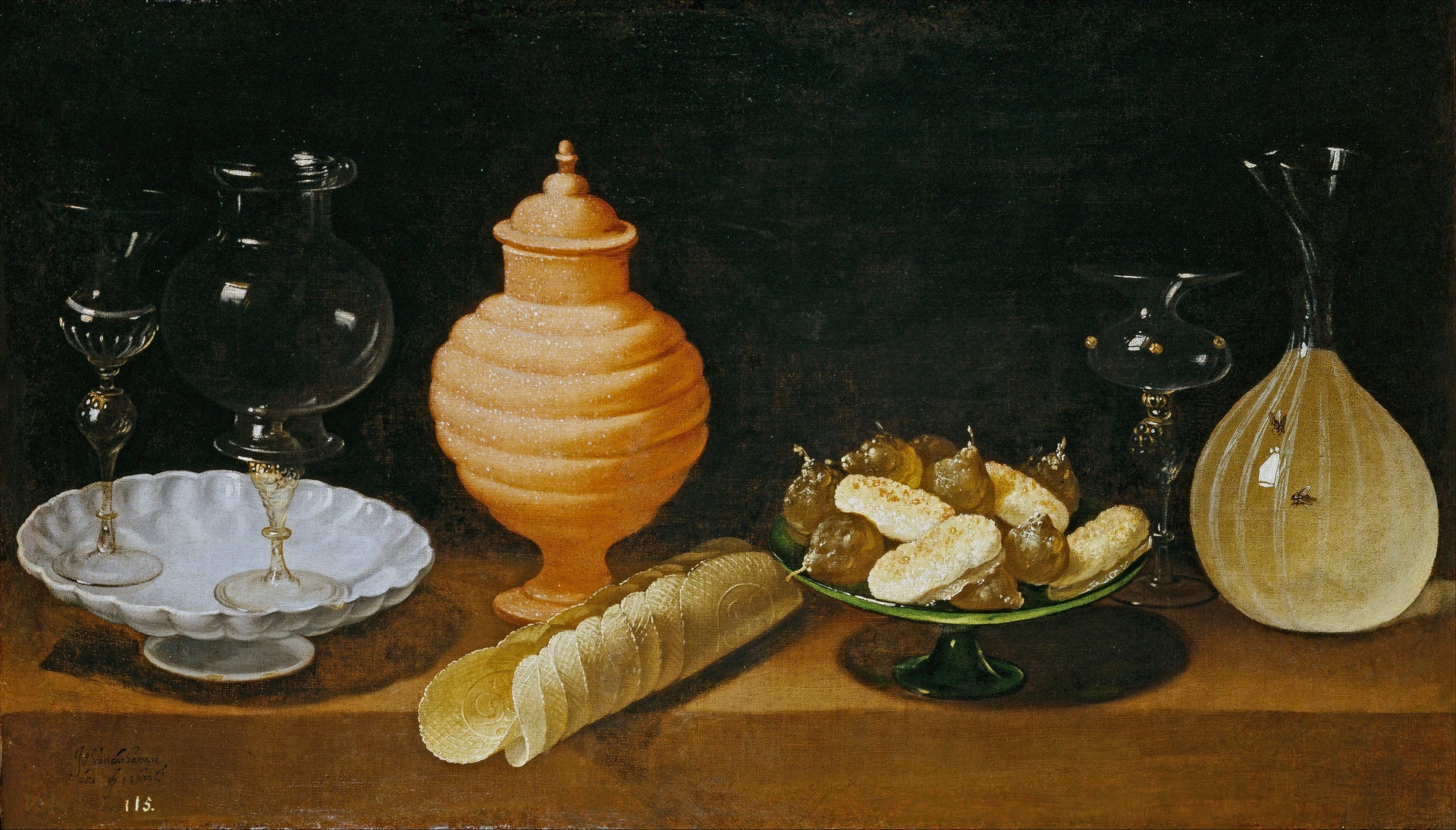 Nature morte de verre, de poterie et de bonbons - Juan van der Hamen