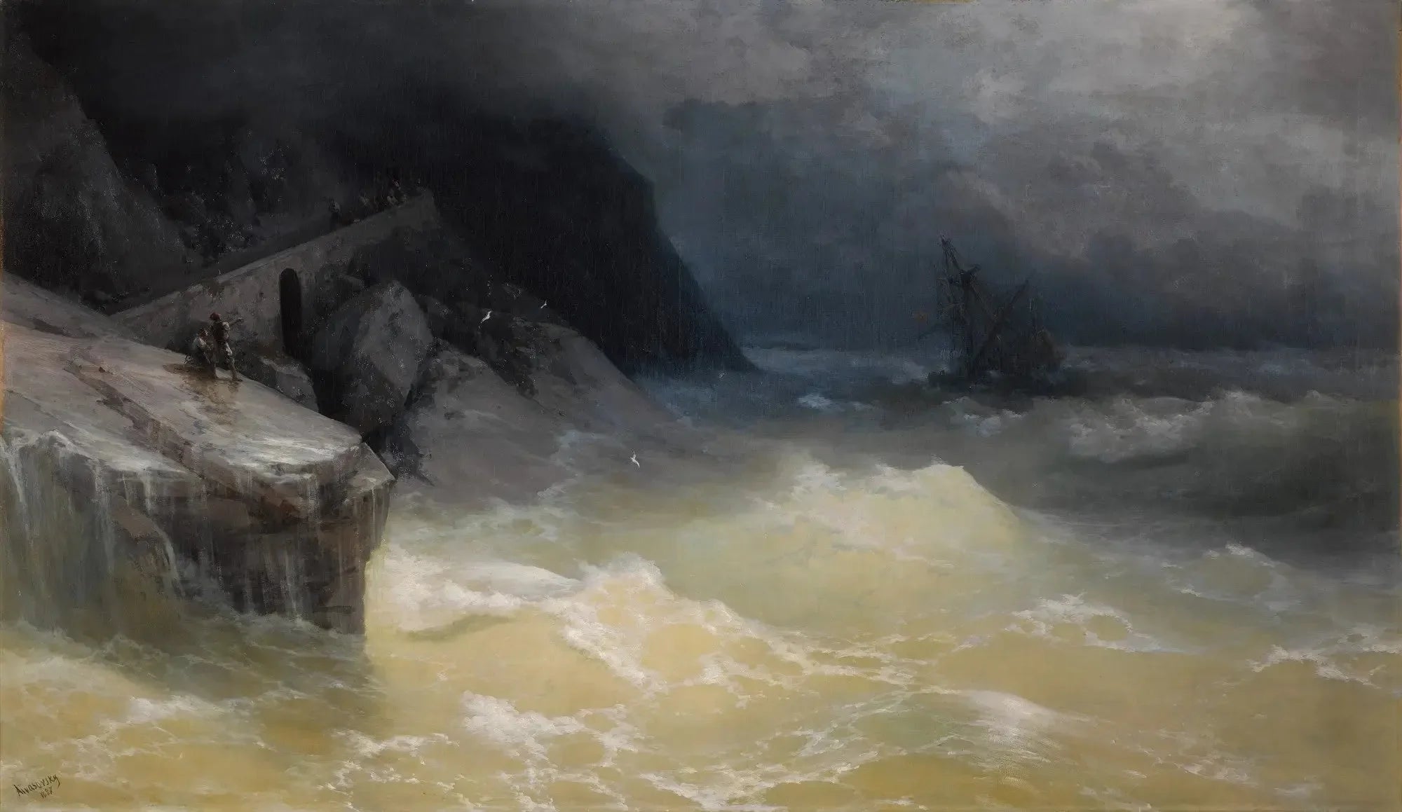 Naufrage au large de la côte de la mer Noire - Ivan Aïvazovski image 1 copie peinte à la main à l’huile