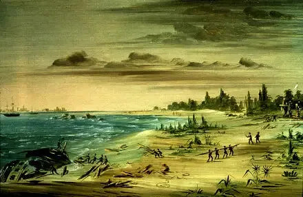 Naufrage de l'Aimable, sur la côte du Texas. 1685 - George Catlin image 1 reproduction d’œuvre d’art à l’huile