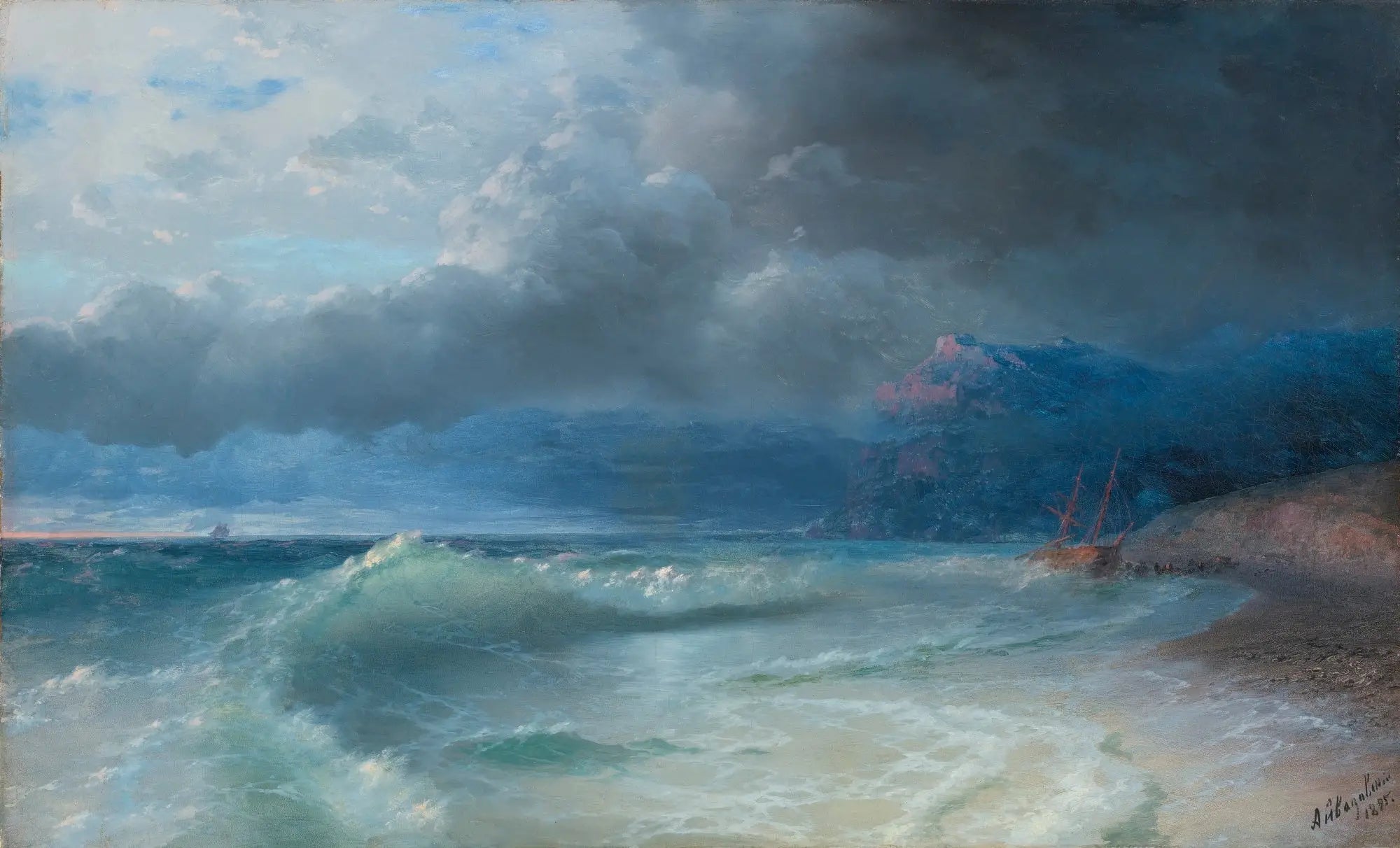 Naufrage par un matin orageux - Ivan Aïvazovski image 1 reproduction artisanale de tableau