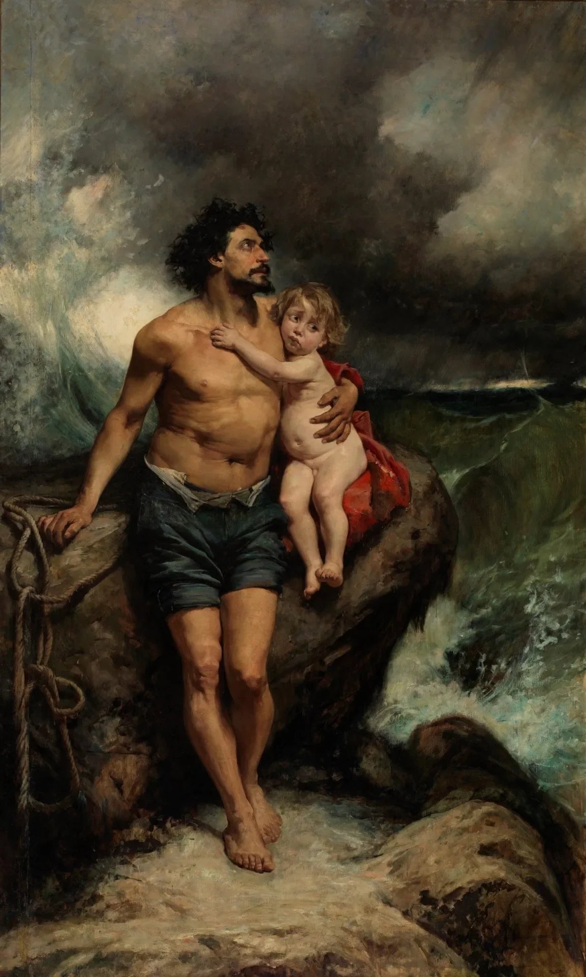 Náufragos - Francisco Pradilla y Ortiz image 1 reproduction de peinture à l’huile