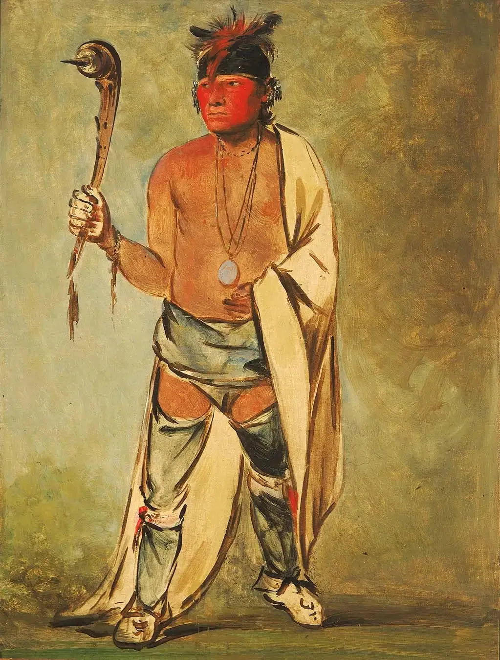 Naugh-háigh-hee-kaw, Celui qui humidifie le bois - George Catlin image 1 copie peinte à la main à l’huile