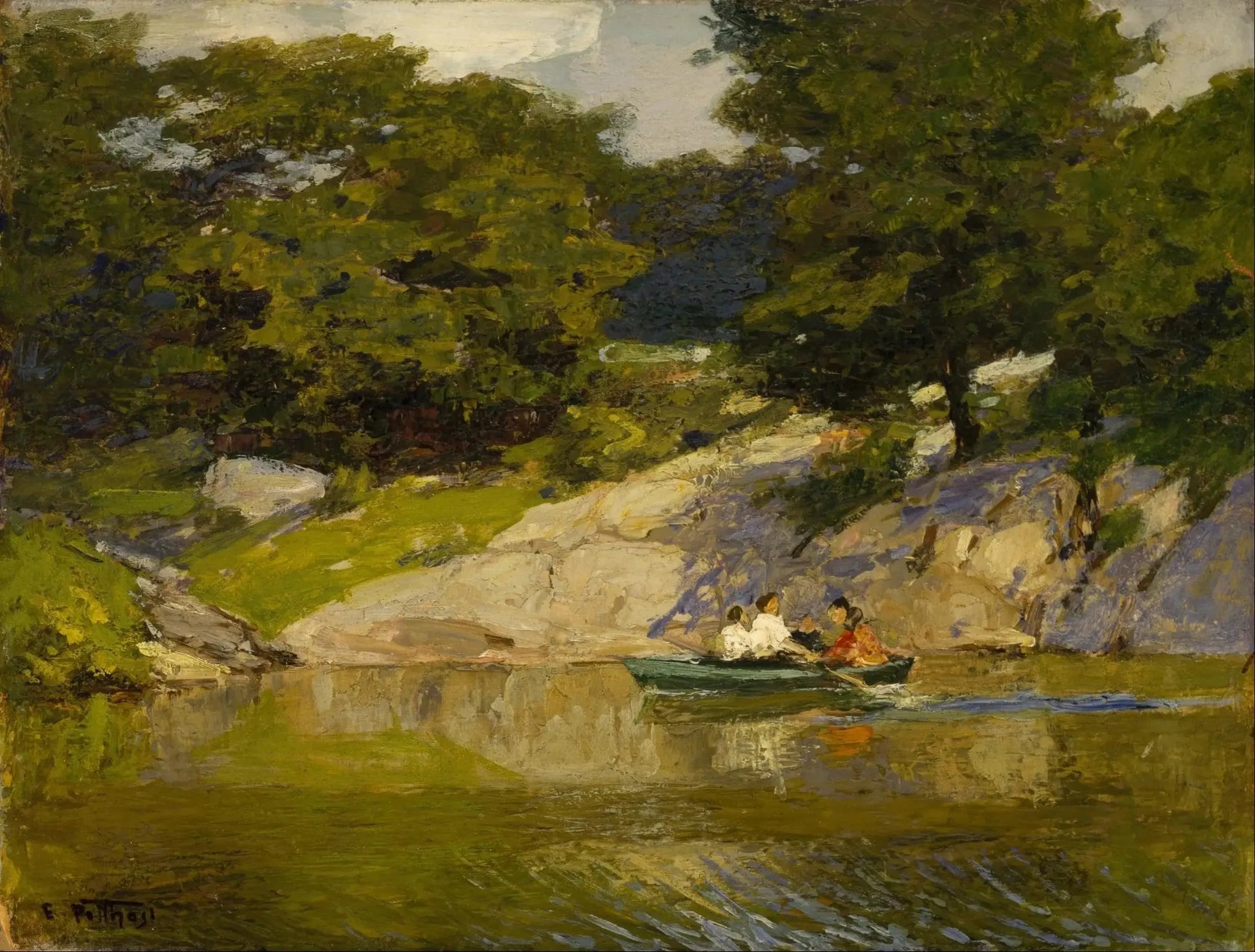 Navigation de plaisance à Central Park - Edward Henry Potthast image 1 copie peinte à la main à l’huile