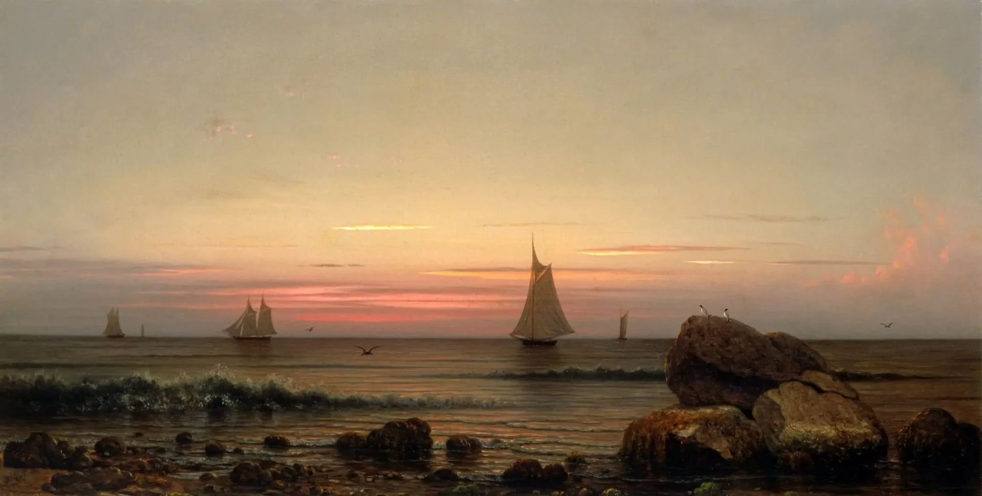 Naviguer au large des côtes - Martin Johnson Heade image 1 tableau peint à l’huile sur toile
