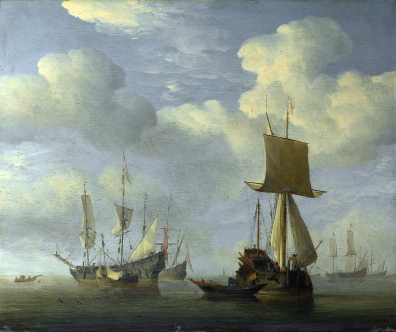 Un navire anglais et des navires hollandais encalminés - Willem Van de Velde le Jeune