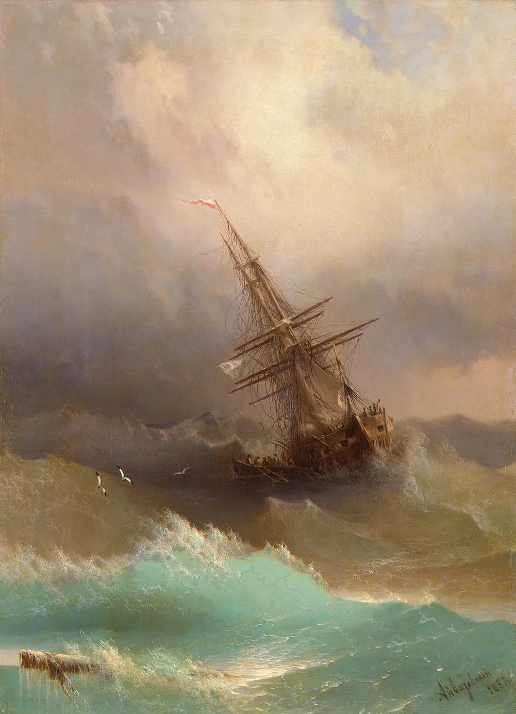 Navire au milieu de la mer agitée - Ivan Aïvazovski image 1 reproduction réalisée par Alpha Reproduction