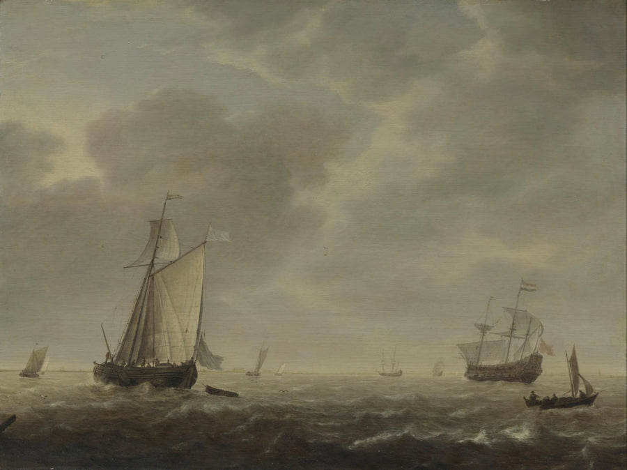 Un navire de guerre hollandais et divers navires en un clin d'œil - Simon de Vlieger