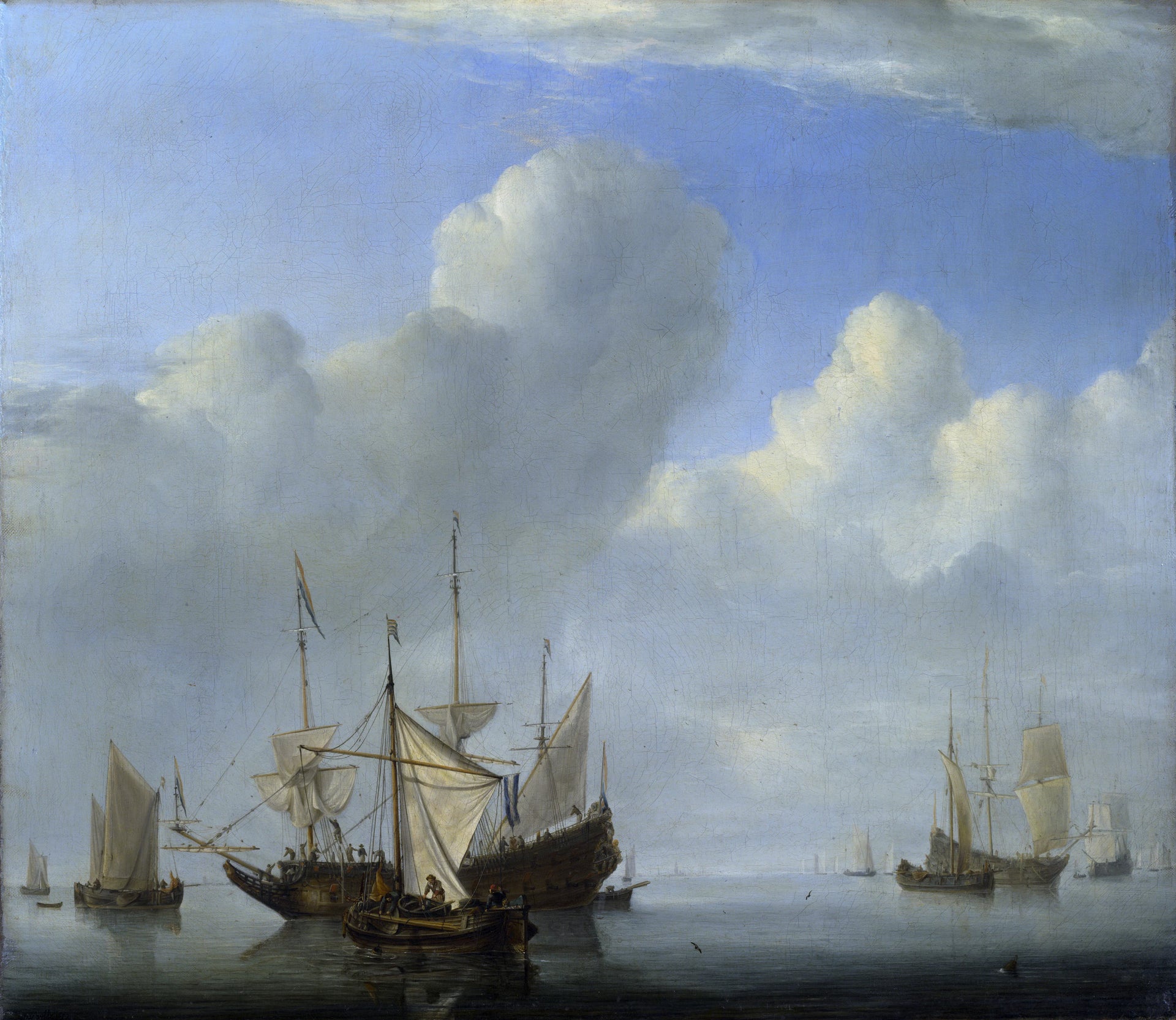 Un navire hollandais arrive au mouillage - Willem Van de Velde le Jeune