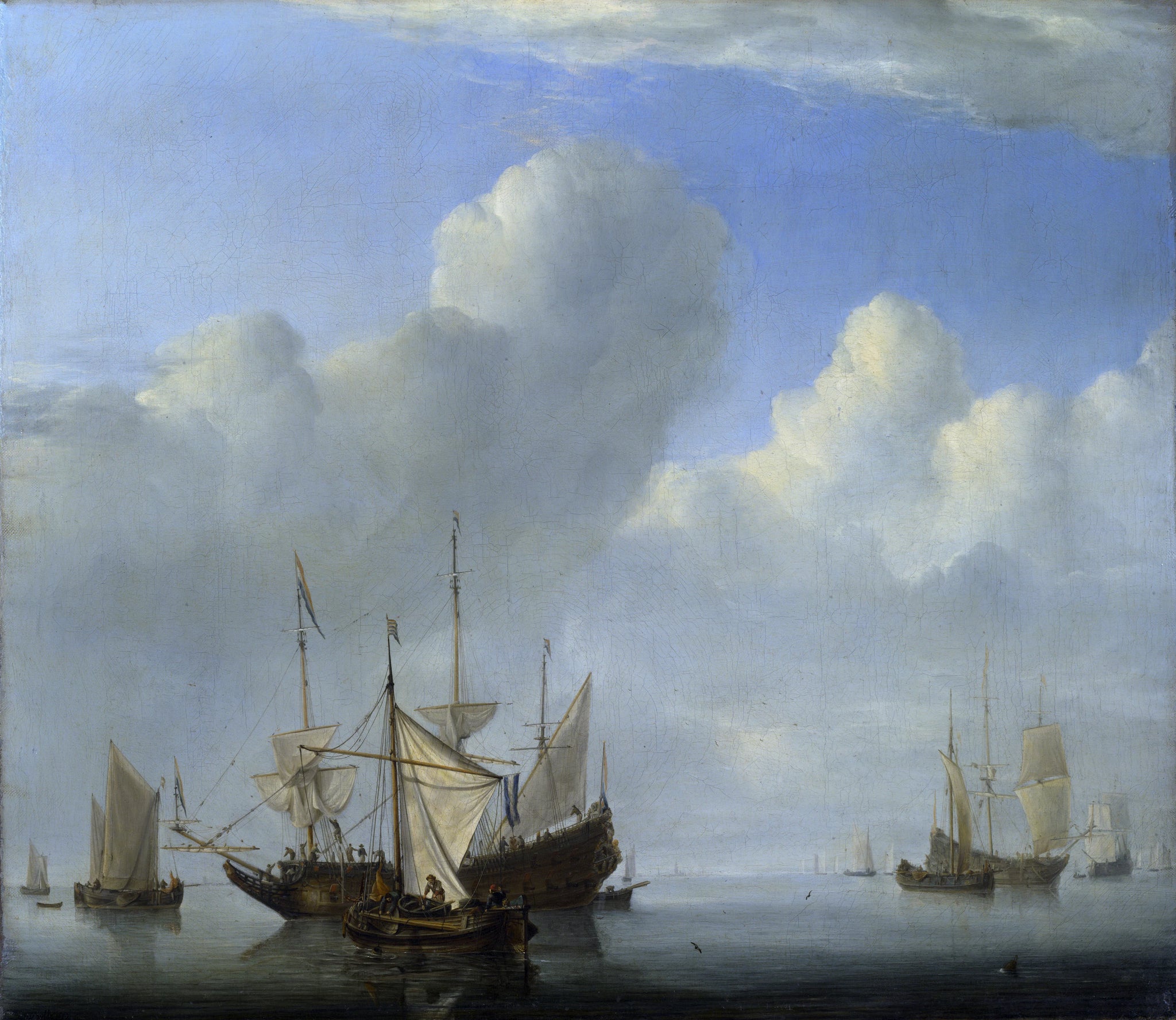 Un navire hollandais arrive au mouillage - Willem Van de Velde le Jeune