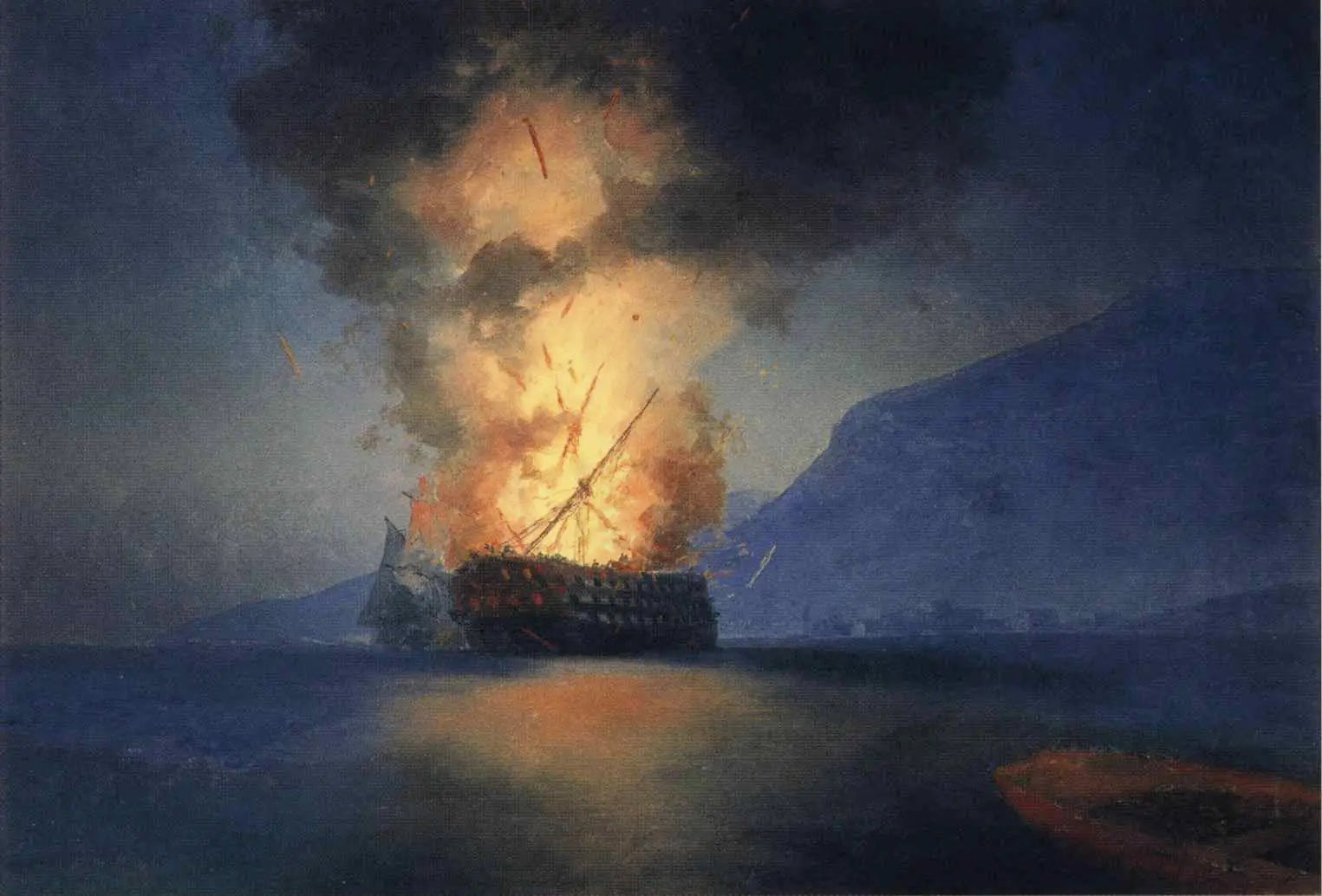 Navire qui explose - Ivan Aïvazovski image 1 copie de tableau peinte à la main