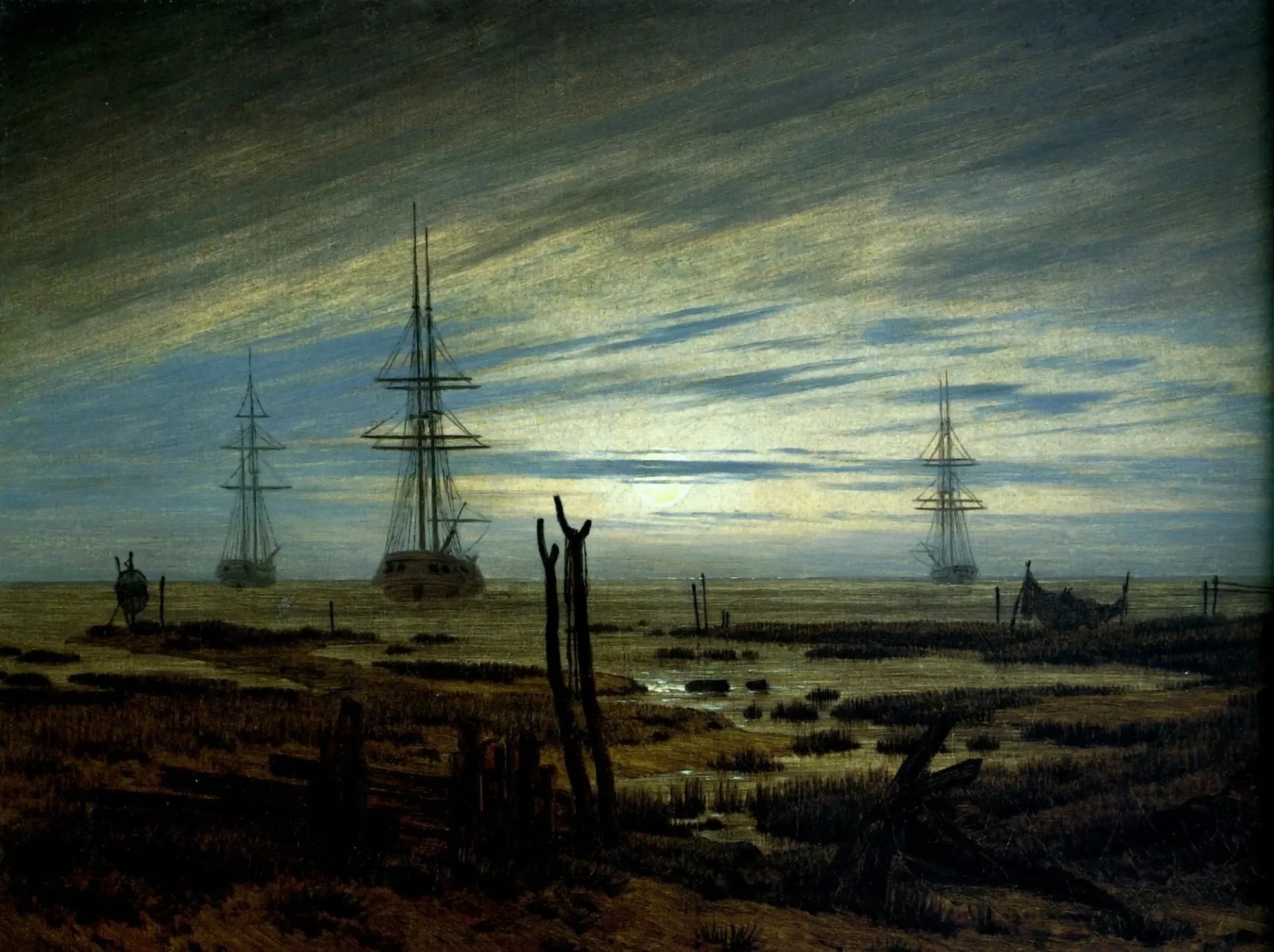 Navires à l'ancre - Caspar David Friedrich image 1 reproduction artisanale de tableau