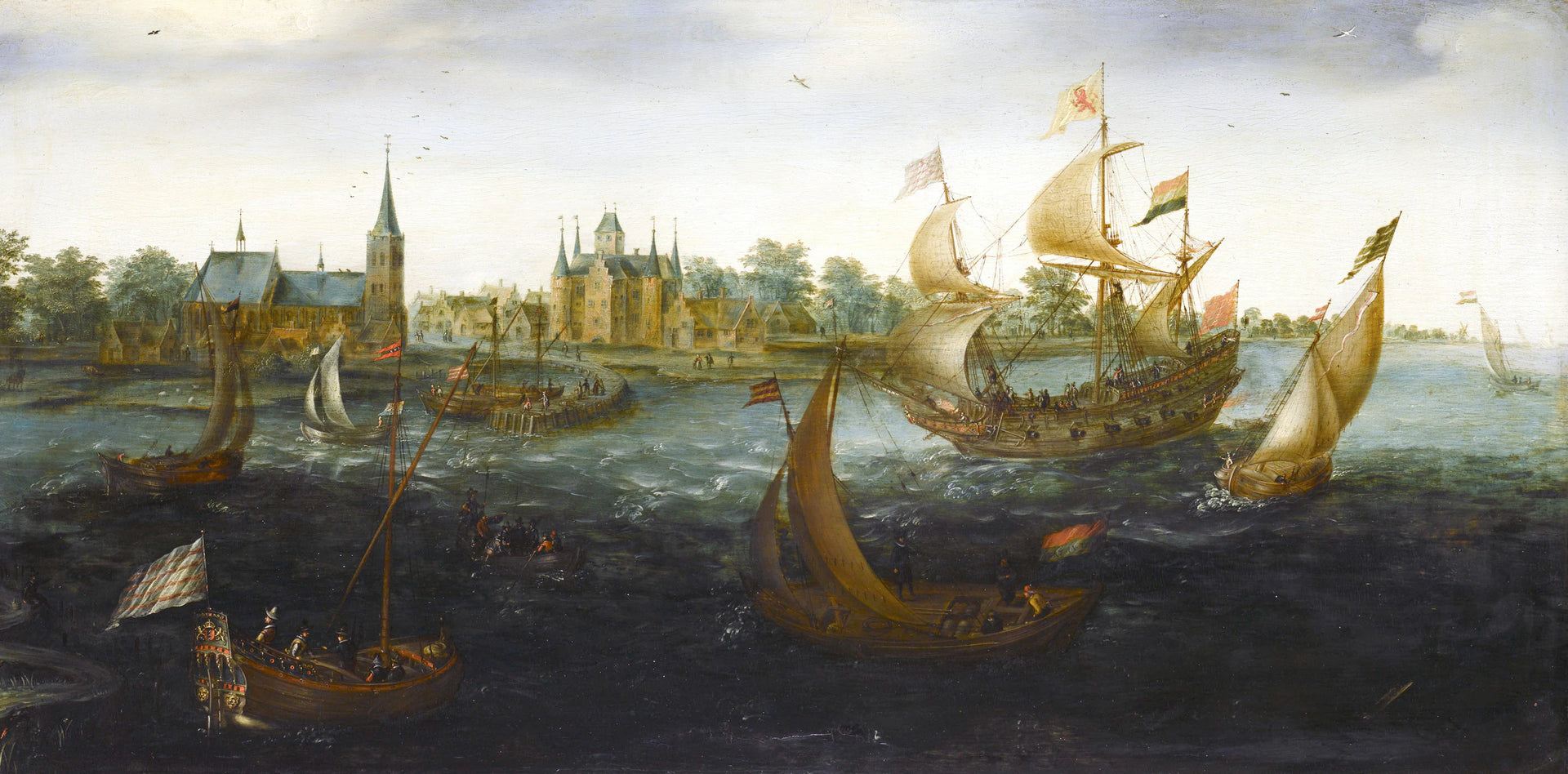 Navires au large d'IJsselmonde - Aart van Antum