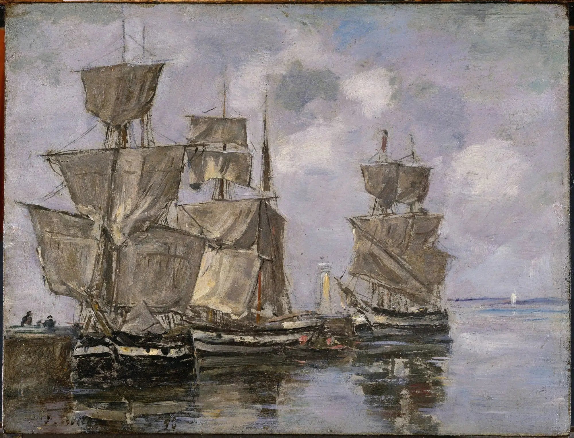 Navires dans le Port à Honfleur - Eugène Boudin image 1 tableau peint à l’huile sur toile