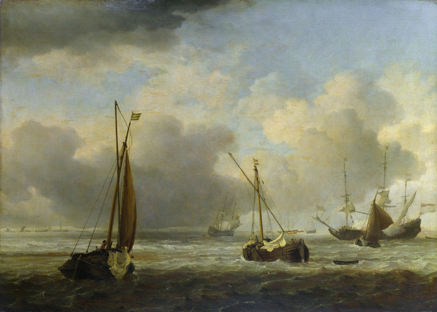 Navires et petits navires néerlandais au large en un clin d'œil - Willem Van de Velde le Jeune