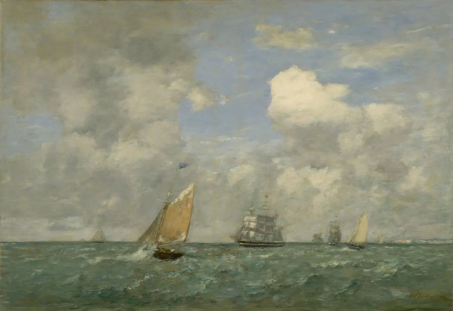 Navires et voiliers au départ du Havre - Eugène Boudin