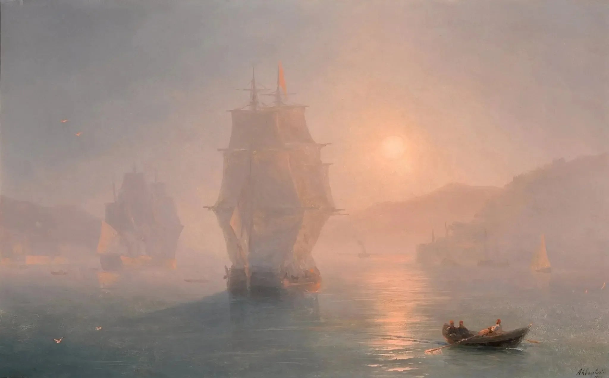 Navires par un matin brumeux - Ivan Aïvazovski image 1 reproduction artisanale de tableau