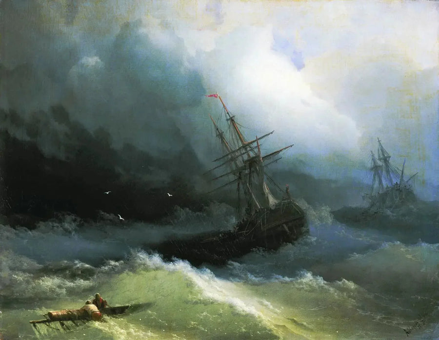 Navires sur la mer déchaînée - Ivan Aïvazovski