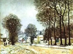 Neige à Louveciennes - Alfred Sisley image 1 reproduction artisanale de tableau