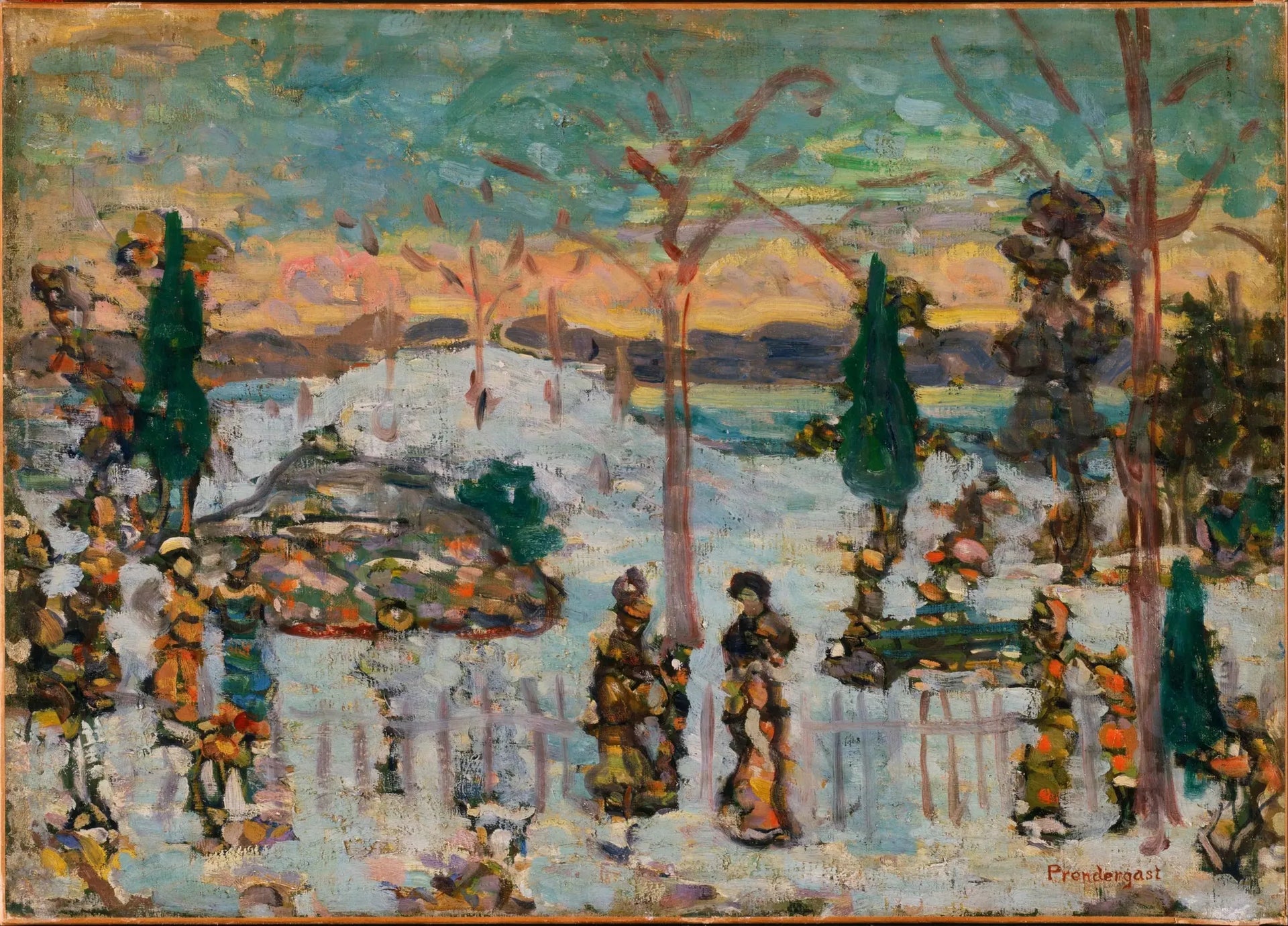Neige en avril - Maurice Prendergast image 1 copie de tableau peinte à la main