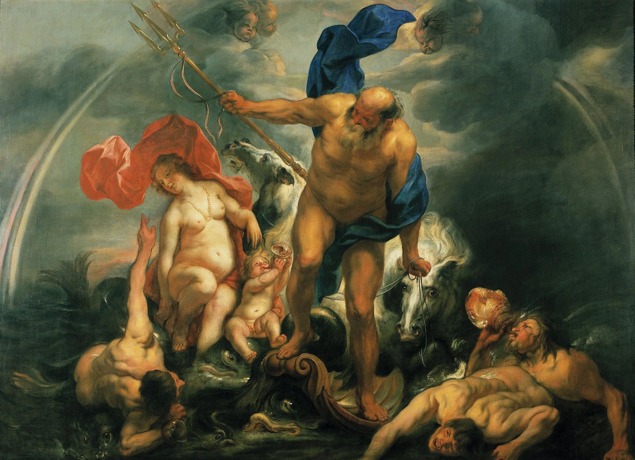 Neptune en Amphitrite - Jacob Jordaens image 1 copie peinte à la main à l’huile