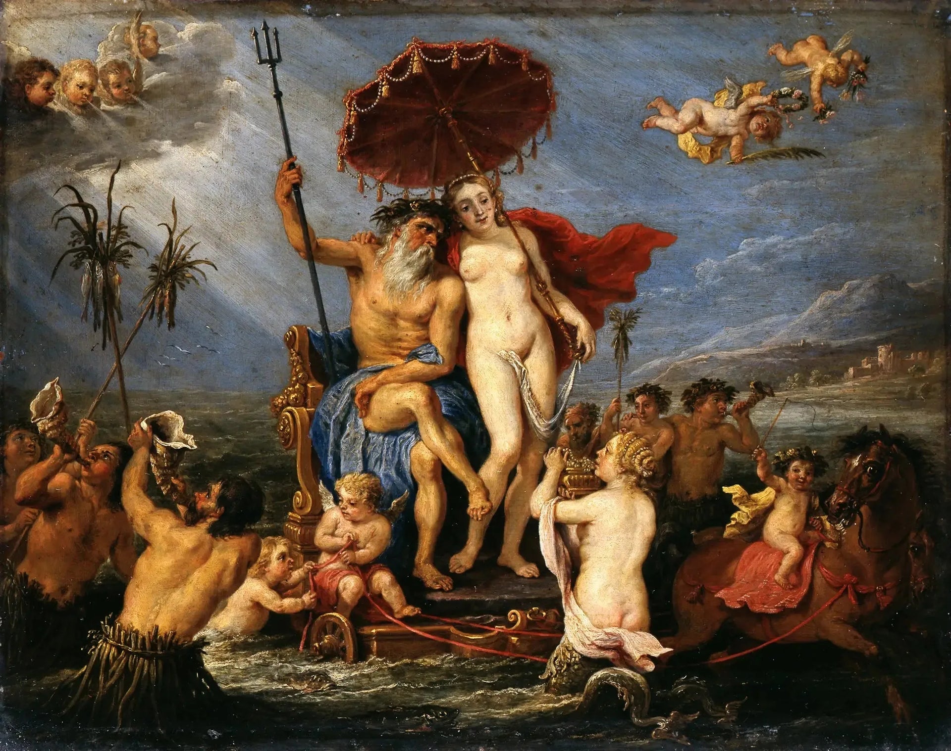 Neptune et Amphitrite - David Teniers le Jeune image 1 copie de tableau peinte à la main