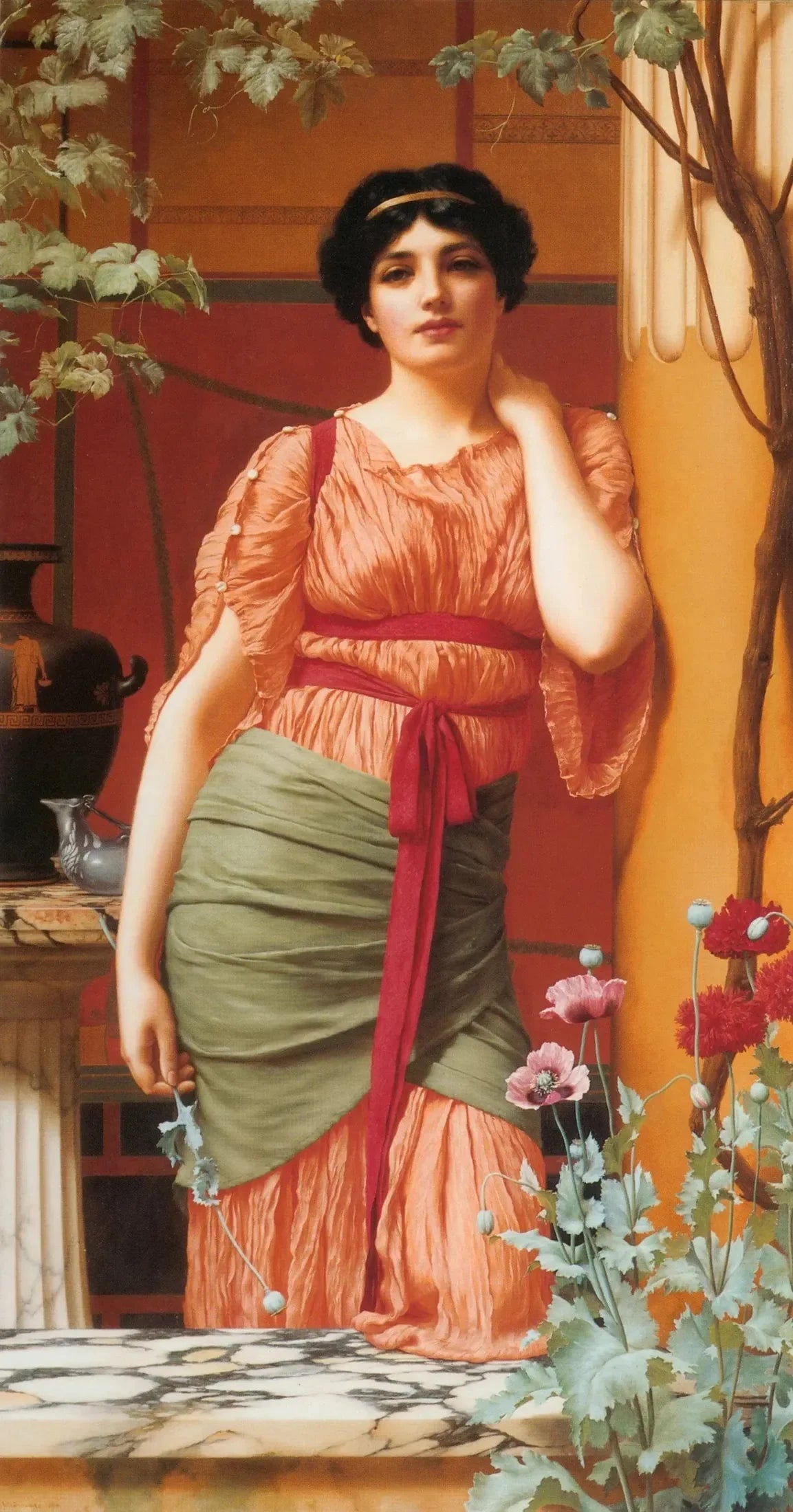 Nerissa - John William Godward image 1 reproduction de peinture à l’huile