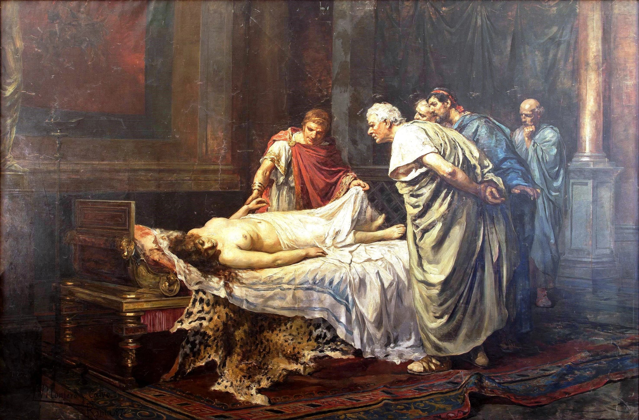 Néron devant le cadavre de sa mère, Agrippine la Jeune - Arturo Montero y Calvo