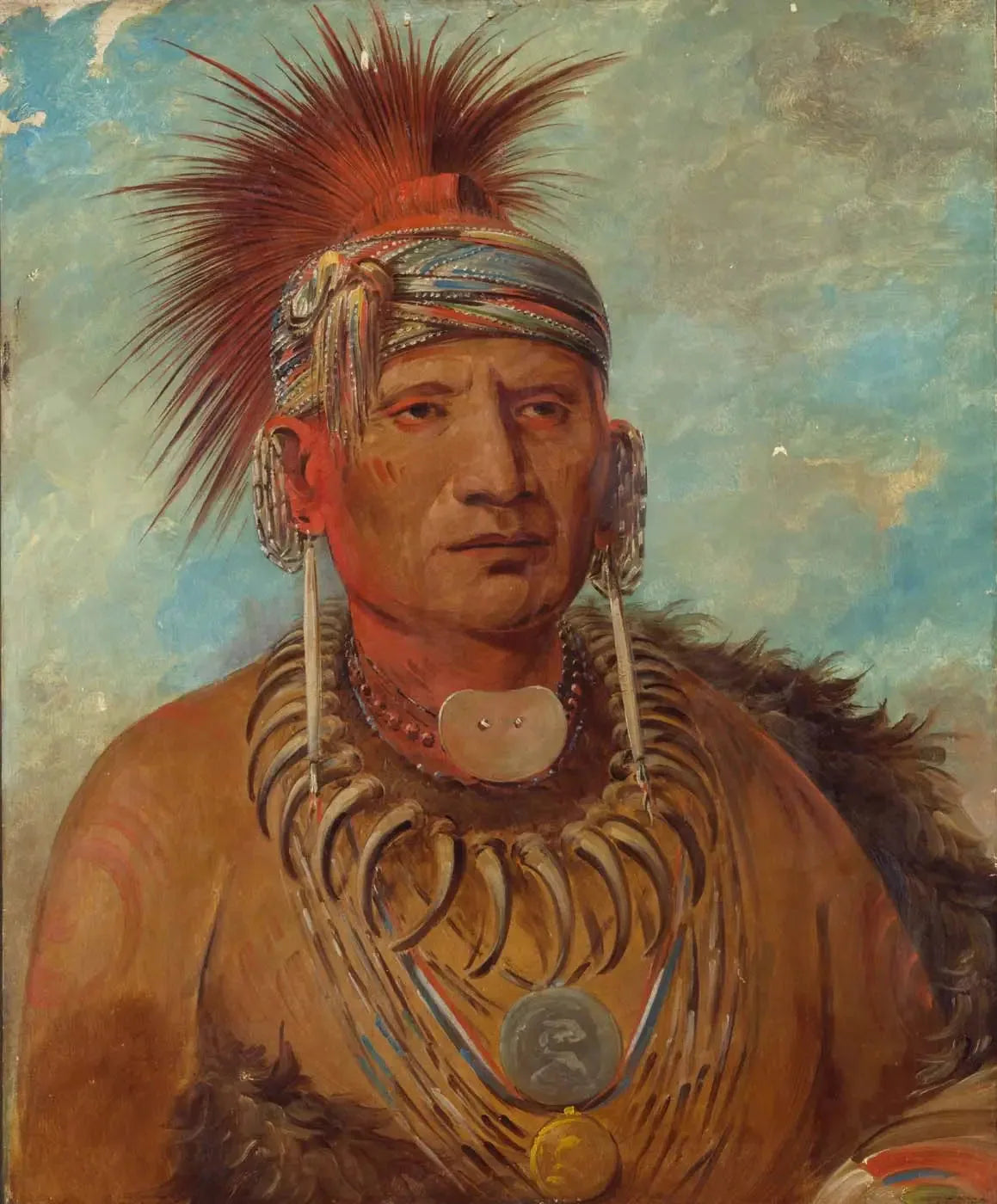 Neu-mon-ya, Pluie qui marche, Chef de guerre - George Catlin image 1 copie de tableau peinte à la main