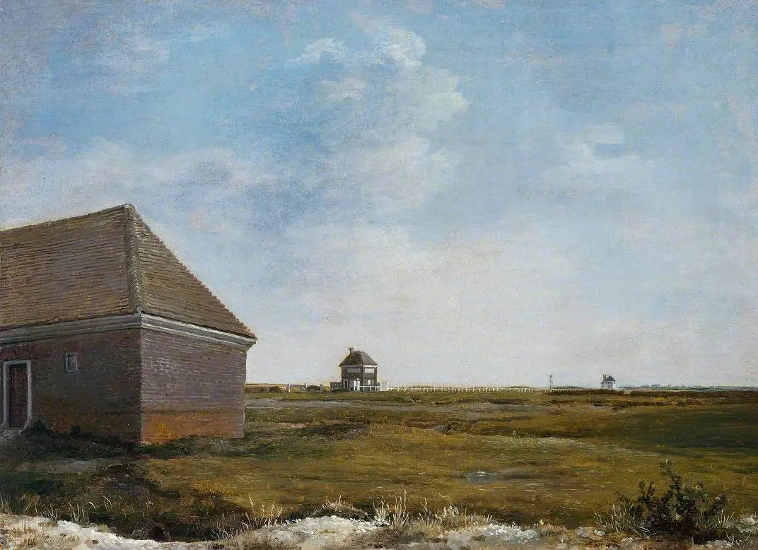Newmarket Heath, avec une maison en cours de rénovation - George Stubbs image 1 copie peinte à la main à l’huile