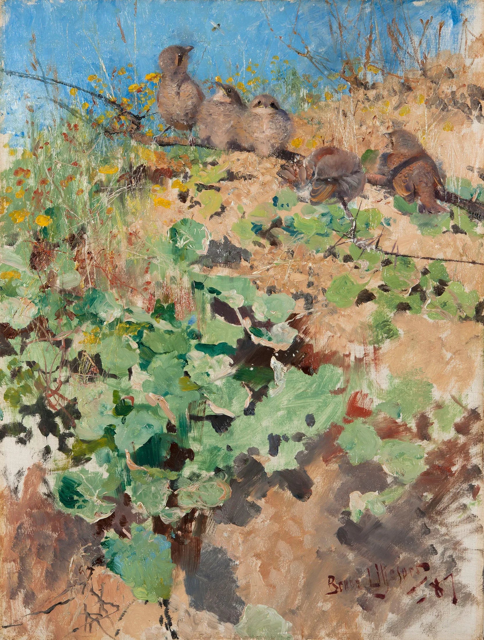 Nids de pie-grièche écorcheur - Bruno Liljefors image 1 reproduction de peinture à l’huile