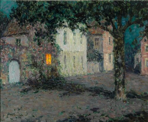 Nocturne au clair de lune à Cherbourg - Henri Le Sidaner image 1 copie peinte à la main à l’huile