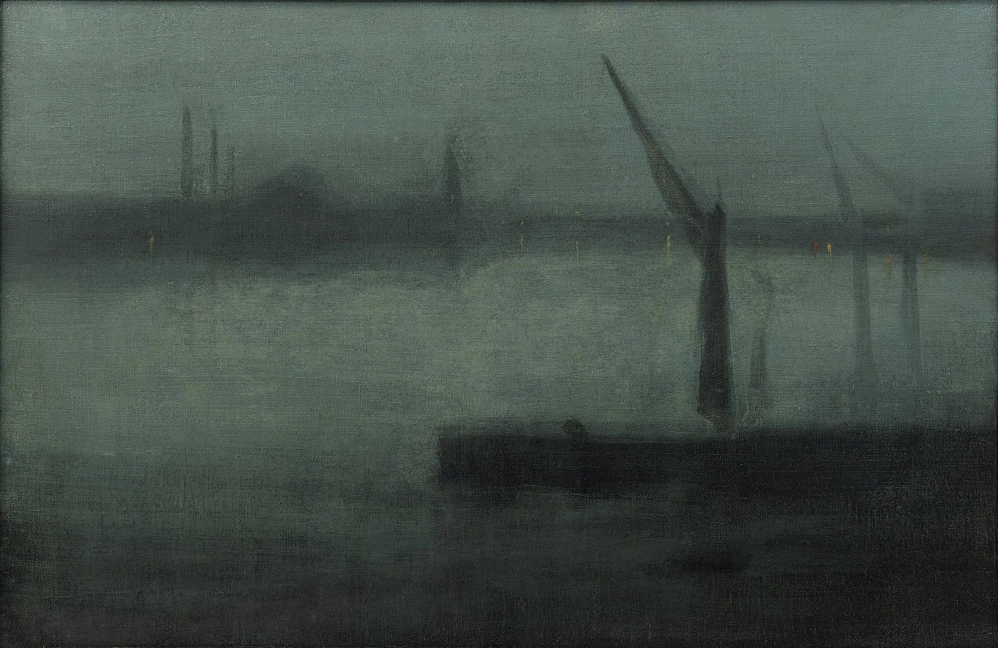 Nocturne : Bleu et Argent — Battersea Reach - James Abbott McNeill Whistler image 1 tableau peint à l’huile sur toile