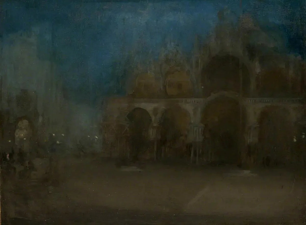 Nocturne : Bleu et Or, Saint-Marc, Venise - James Abbott McNeill Whistler image 1 copie peinte à la main à l’huile